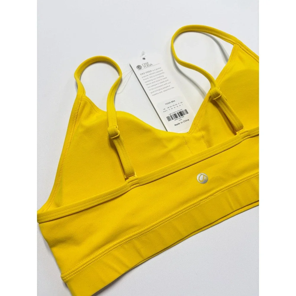 CRZ YOGA Butterluxe Yoga Sports Bra High Visibility Yellow Size M 8/10 NWT